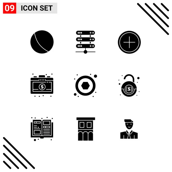 Creative Icons Modern Signs Sysymbols Screw Hardware Circle Investment Briefcase — Archivo Imágenes Vectoriales