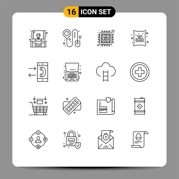 Set Modern Icons Sysymbols Signs Conversation Communication Data Call Ingredients — Vector de stock