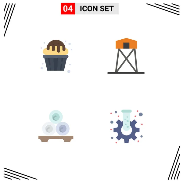 Stock Vector Icon Pack Van Line Signs Symbolen Voor Cupcake — Stockvector