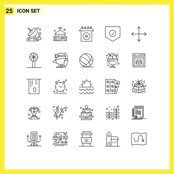 Mobile Interface Line Set Pictograms Arrows Security Iot Protect Product — Stock Vector