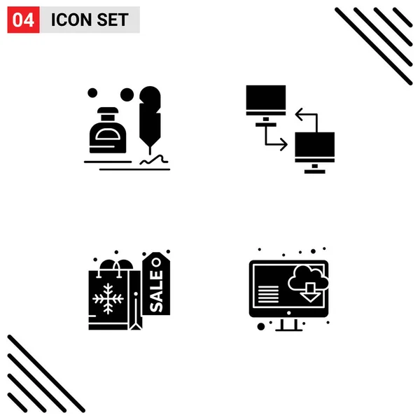Iconos Creativos Signos Símbolos Modernos Tinta Transferencia Carta Archivo Compras — Vector de stock
