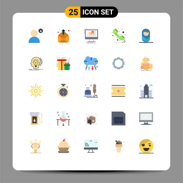 Conjunto Icones Modernos Símbolos Sinais Para Sinal Telefone Mail Chamada —  Vetores de Stock