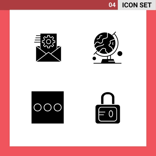 Universal Icon Symbols Group Modern Solid Glyphs Data List Integration — Vettoriale Stock