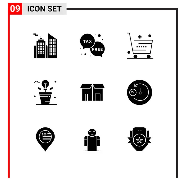 Universal Icon Symbols Group Modern Solid Glyphs Plant Idea Cart — Stockvector