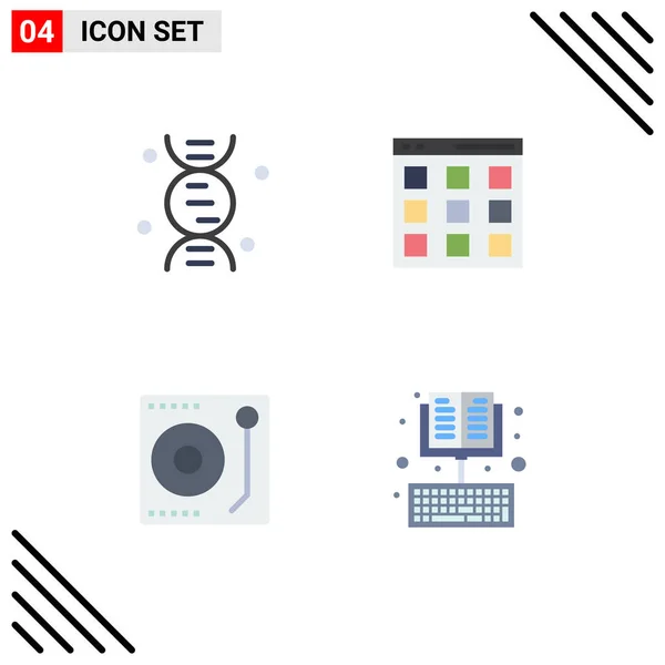 Pack Iconos Planos Símbolos Universales Adn Música Comunicación Usuario Elementos — Vector de stock