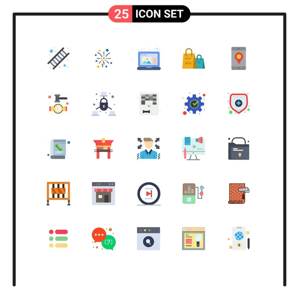 Universal Icon Symbols Group Modern Flat Colors Map Mobile Draw —  Vetores de Stock