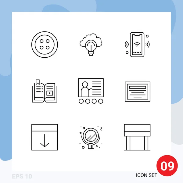 Conjunto Iconos Interfaz Usuario Moderna Signos Símbolos Para Multimedia Tutorial — Vector de stock