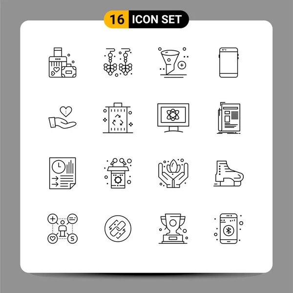 Mobile Interface Outline Set Pictograms Charity Huawei App Mobile Phone — Stock Vector