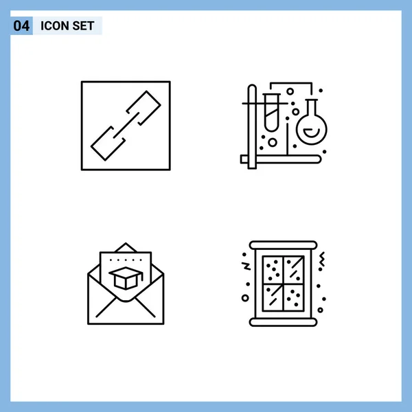 Moderne Set Van Filledline Platte Kleuren Symbolen Zoals Ketting Onderwijs — Stockvector