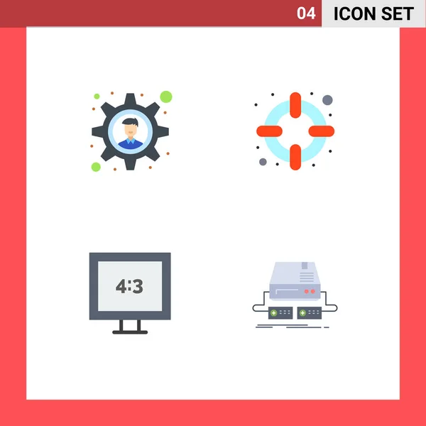 Set Van Vector Flat Icons Grid Voor Brainstormen Console Help — Stockvector
