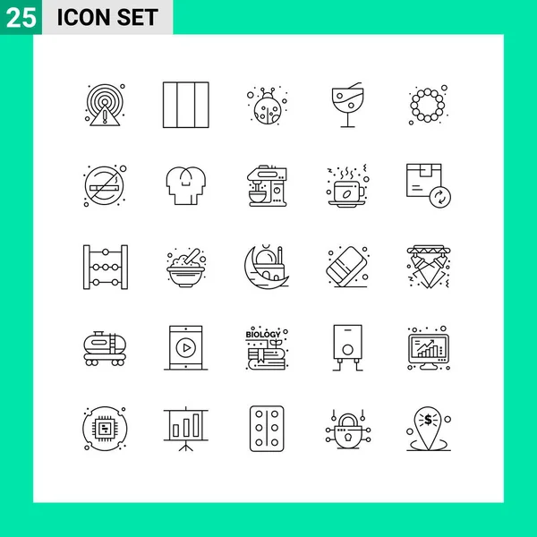 Set Vector Lines Grid Smoking Healthcare Beetle Costume Beads Editable — Vector de stock