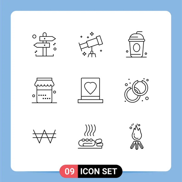 Stock Vector Icon Pack Líneas Signos Símbolos Para Accesorizar Casar — Archivo Imágenes Vectoriales