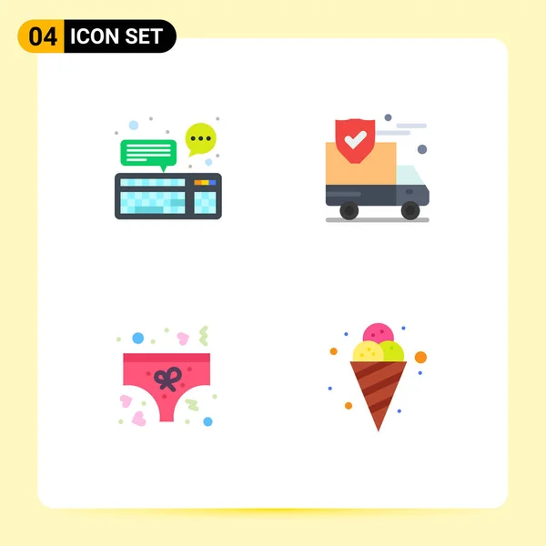 Editable Vector Line Pack Simple Flat Icons Chat Clothing Keyboard — Archivo Imágenes Vectoriales
