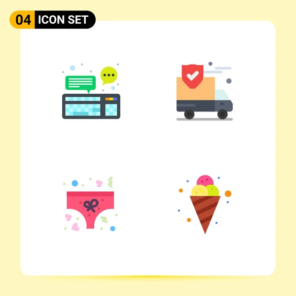 Editierbare Vector Line Pack Mit Einfachen Flachen Icons Für Chat — Stockvektor