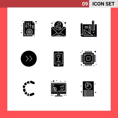 Mobil, sağ, düğün, çember, kalem düzenlenebilir vektör tasarım elementlerinin 9 Evrensel Sembolü