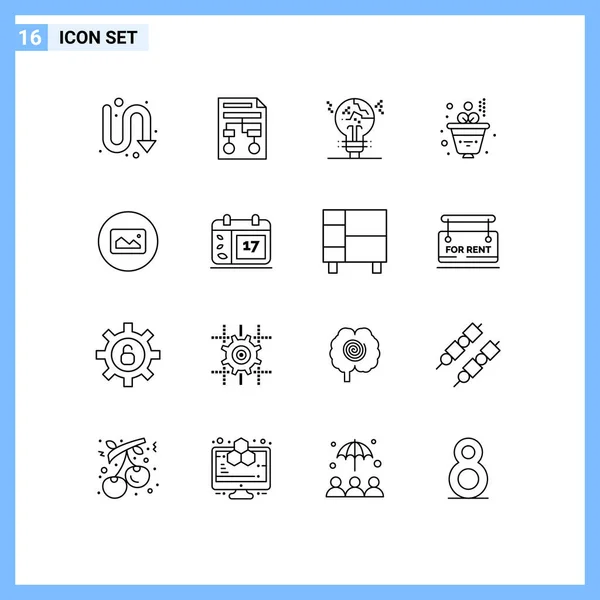 Universal Icon Symbols Group Modern Outlines Image Growth Document Business — Stockvektor