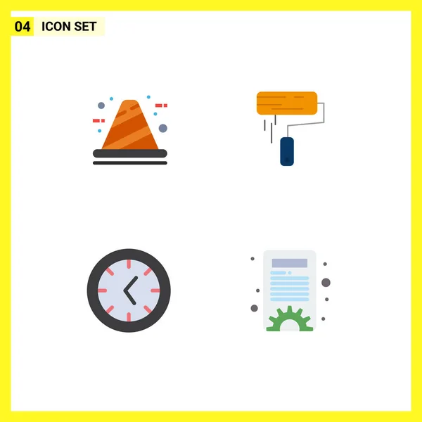 Set Von Vector Flat Icons Grid Für Architektur Pinsel Konstruktion — Stockvektor