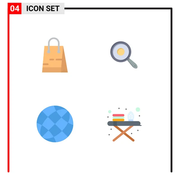 Ícones Planos Vetores Temáticos Símbolos Editáveis Saco Contato Loja Cozinha — Vetor de Stock