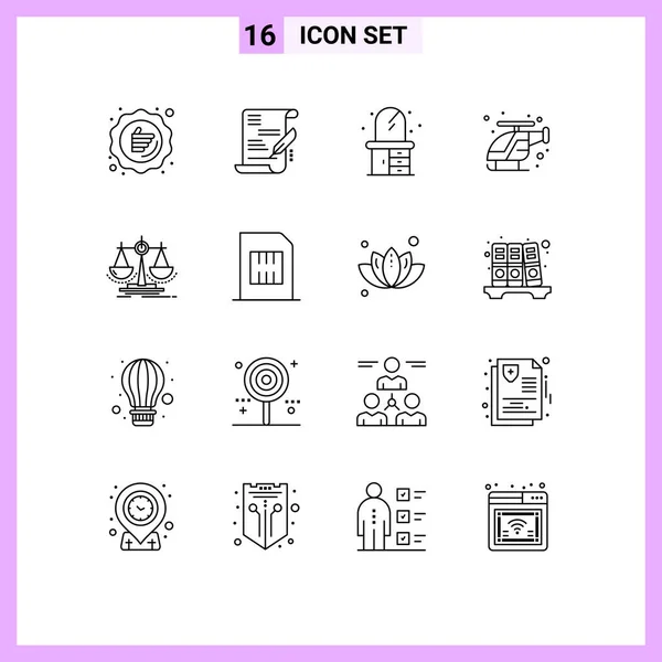 Set Vector Outlines Grid Justice Balance Home Help Fast Editable — Archivo Imágenes Vectoriales