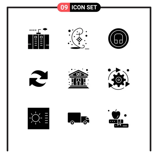 Stock Vector Icon Pack Line Signs Symbols Play Rotate Hari — Stock Vector