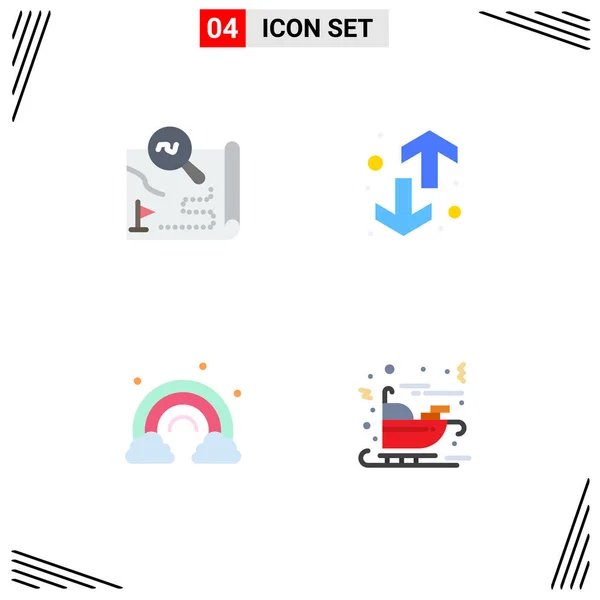 Set Commercial Flat Icons Pack Destination Map Rainbow Editable Vector — Archivo Imágenes Vectoriales