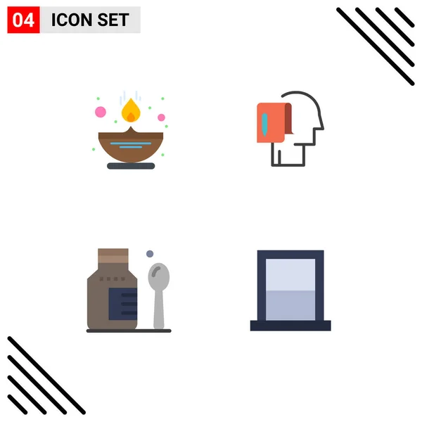 Conjunto Comercial Flat Icons Pack Para Fogo Cuidados Saúde Óleo — Vetor de Stock