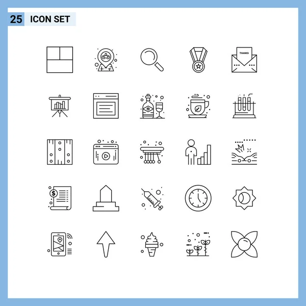 Set Modern Icons Symbols Signs Presentation Thanks View Message Envelope — Stock Vector