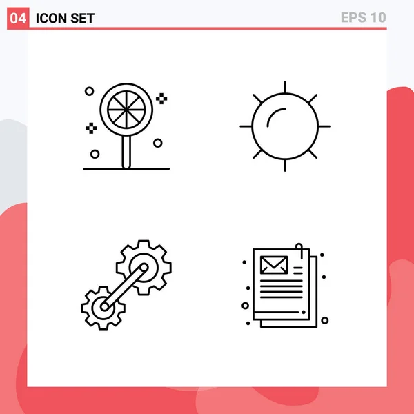 Pictogram Set Simple Filledline Flat Colors Candy Industrial Nature Cogs — 스톡 벡터