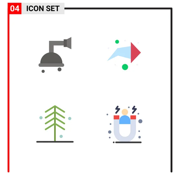 Interfaz Móvil Icono Plano Conjunto Pictogramas Baño Árbol Flecha Bosque — Vector de stock