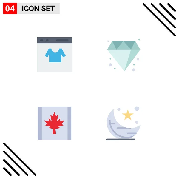 Set Commercial Flat Icons Pack Card Flag Shop Jewelry Moon — Stock Vector