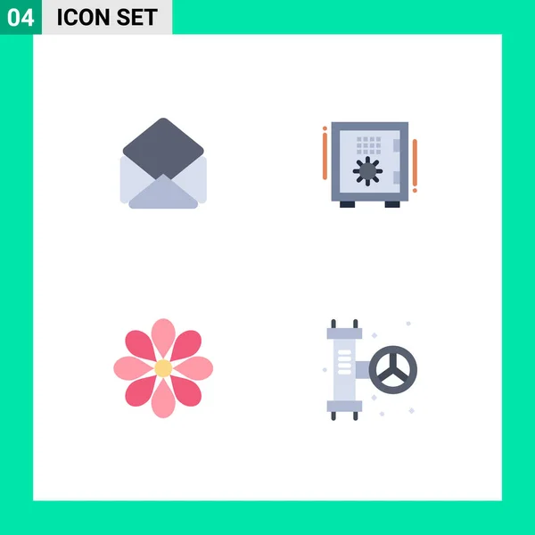 Icône Plate Paquet Symboles Universels Courrier Décoration Banque Coffre Fort — Image vectorielle