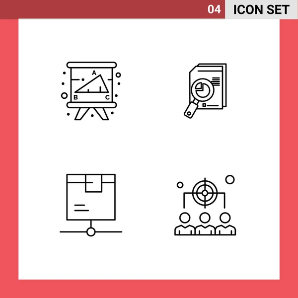 Pictogram Set Simple Filledline Flat Colors Academy Chart Study Analysis — Stock Vector