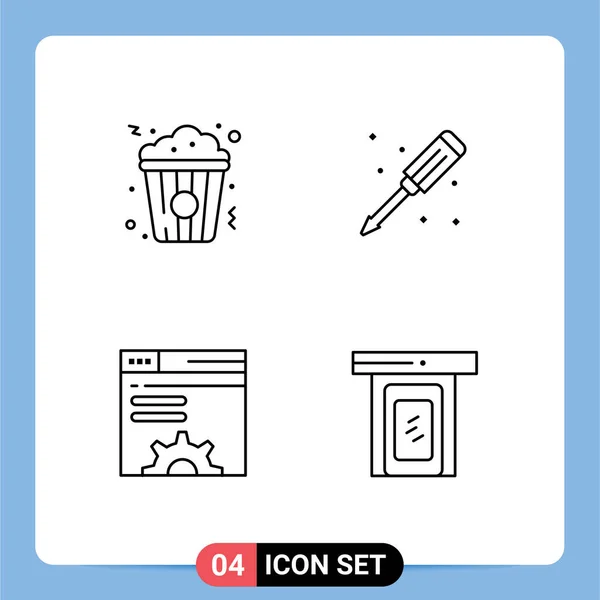 Vector Stock Icon Pack Líneas Signos Símbolos Para Maíz Servidor — Vector de stock