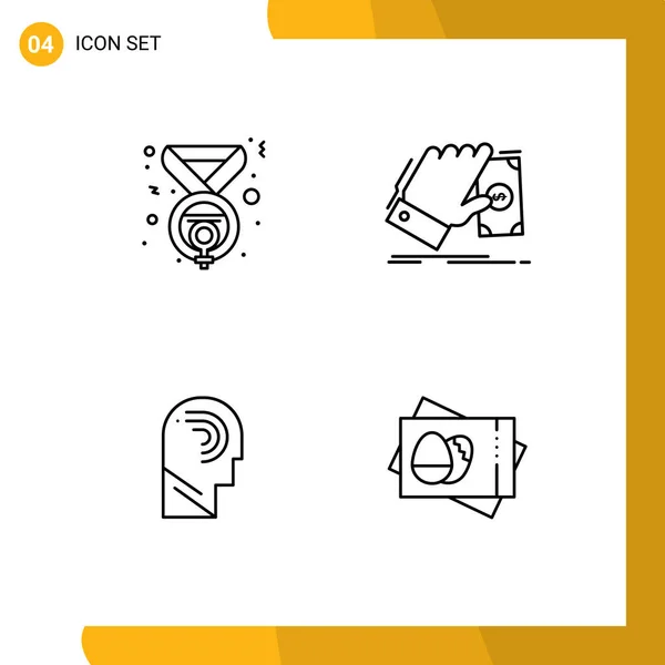 Mobile Interface Line Set Pictograms Award Access Feminism Money Manipulate — Stock Vector