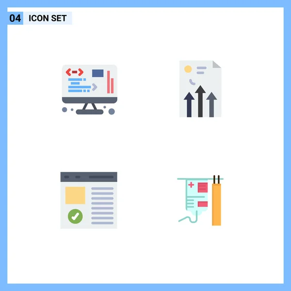 Thematic Vector Flat Icons Editable Symbols Data Browser Web Document — Stock Vector