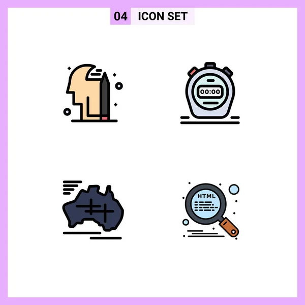 전형적 Vector Filledline Flat Colors Editable Symbols Education Travel Timer — 스톡 벡터