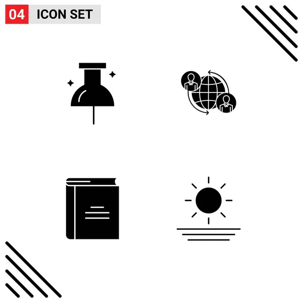 Universal Icon Symbols Group Modern Solid Glyphs Location Education Connected — 스톡 벡터