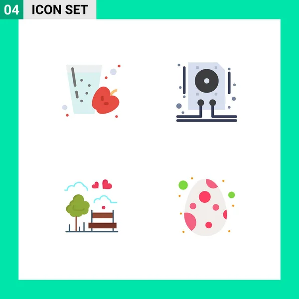 Editable Vector Line Pack Simple Flat Icons Drink Tree Apple — Archivo Imágenes Vectoriales