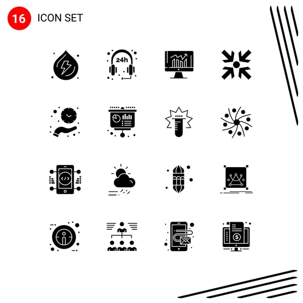 Set Modern Icons Symbols Signs Hold Clock Graph Minimize Arrows — Stock Vector