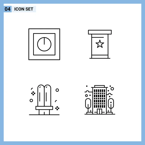 Mobile Interface Line Set Pictograms Devices Bulb Safe Podia Energy — Stock Vector