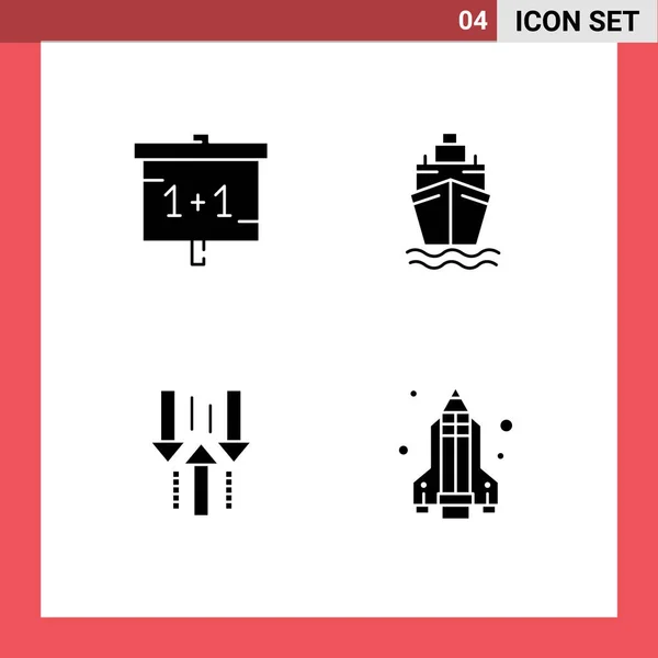 Pictogram Set Simple Solid Glyphs Education Study Transport Download Editable — Stock Vector
