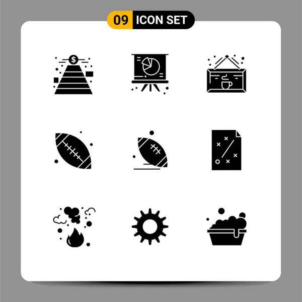 Stock Vector Icon Pack Mit Linienzeichen Und Symbolen Für Rugby — Stockvektor