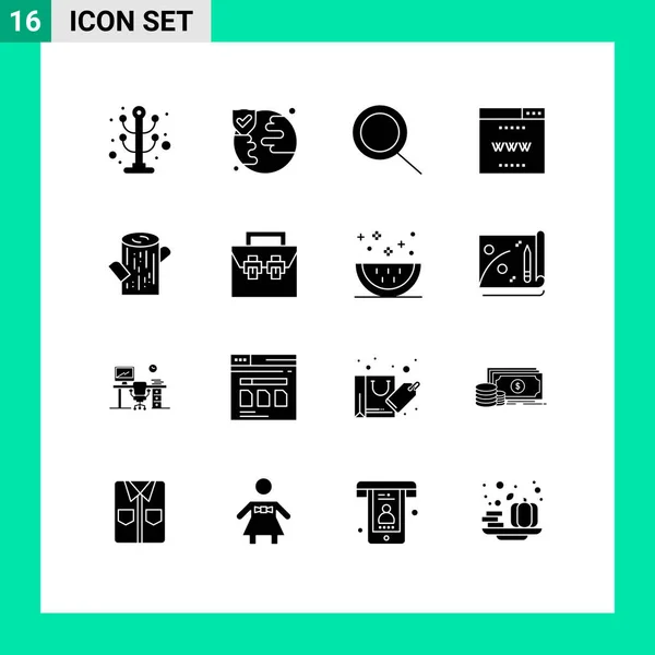 Set Modern Icons Sysymbols Signs Box Wood Zoom Wood Site — Archivo Imágenes Vectoriales