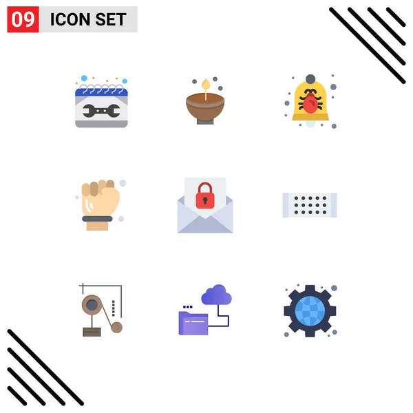 Creative Icons Modern Signs Sysymbols Labour Hand Notification Diwali Bell — Vector de stock