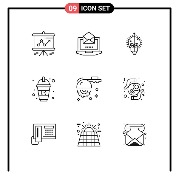 Ikona Wektora Zapasów Pakiet Znaków Symboli Linii Dla Okrągłych Sok — Wektor stockowy