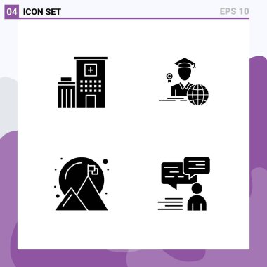 4 Katı Şekil İşaretleri ve Hastane Sembolleri, Başarı, Tıp, Mezuniyet, Başarı Düzenlenebilir Vektör Tasarım Elemanları