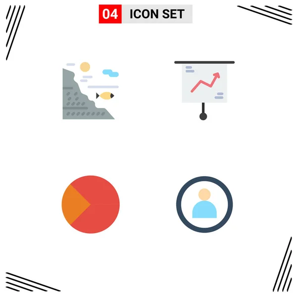 Group Modern Flat Icons Set Presentation Rock Chart Chart Editable — Stock Vector