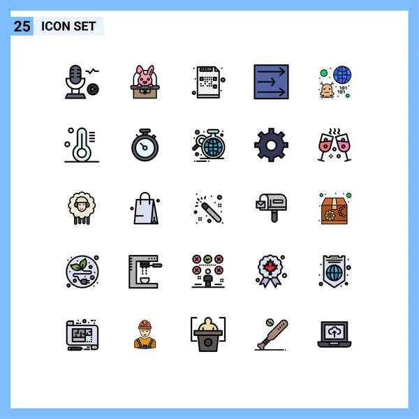 Set Modern Icons Sysymbols Signs Globe Bug Code Wind Arrow — Archivo Imágenes Vectoriales