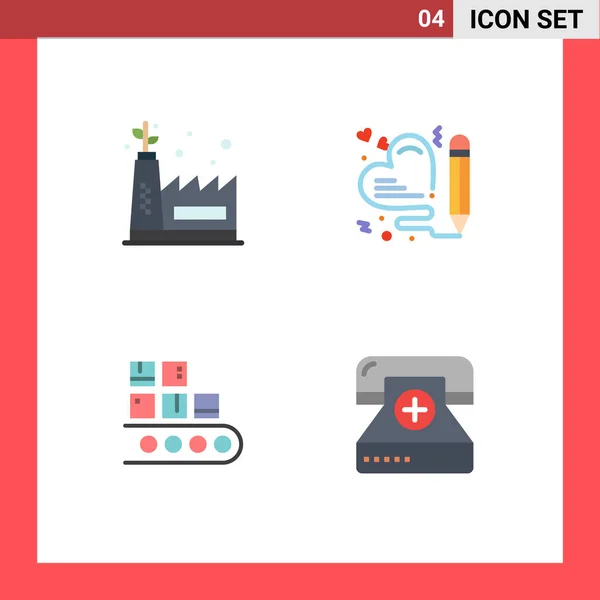 Mobile Interface Flat Icon Set Pictograms Eco Manufacturing Management Heart — Vector de stock