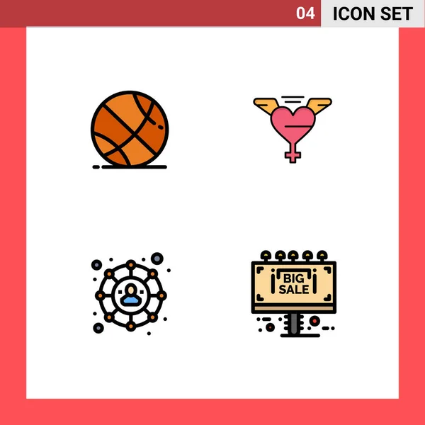 Icône Vectorielle Paquet Signes Symboles Ligne Pour Sport Info Coeur — Image vectorielle